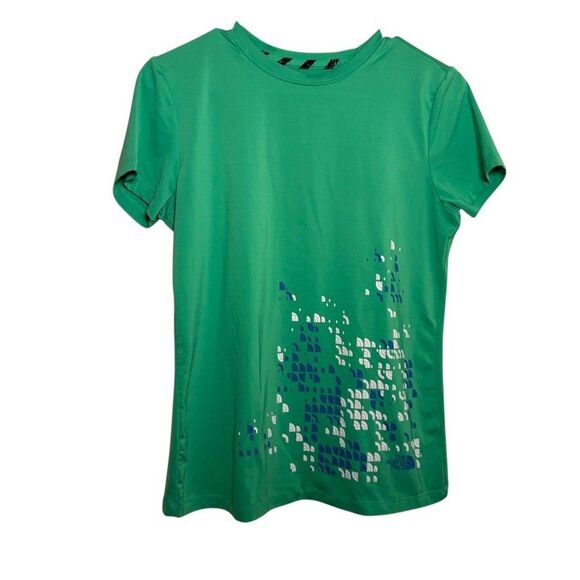 The North Face T-Shirt Women's Medium Green Short Sleeve Printed Logo Top - Picture 1 of 8